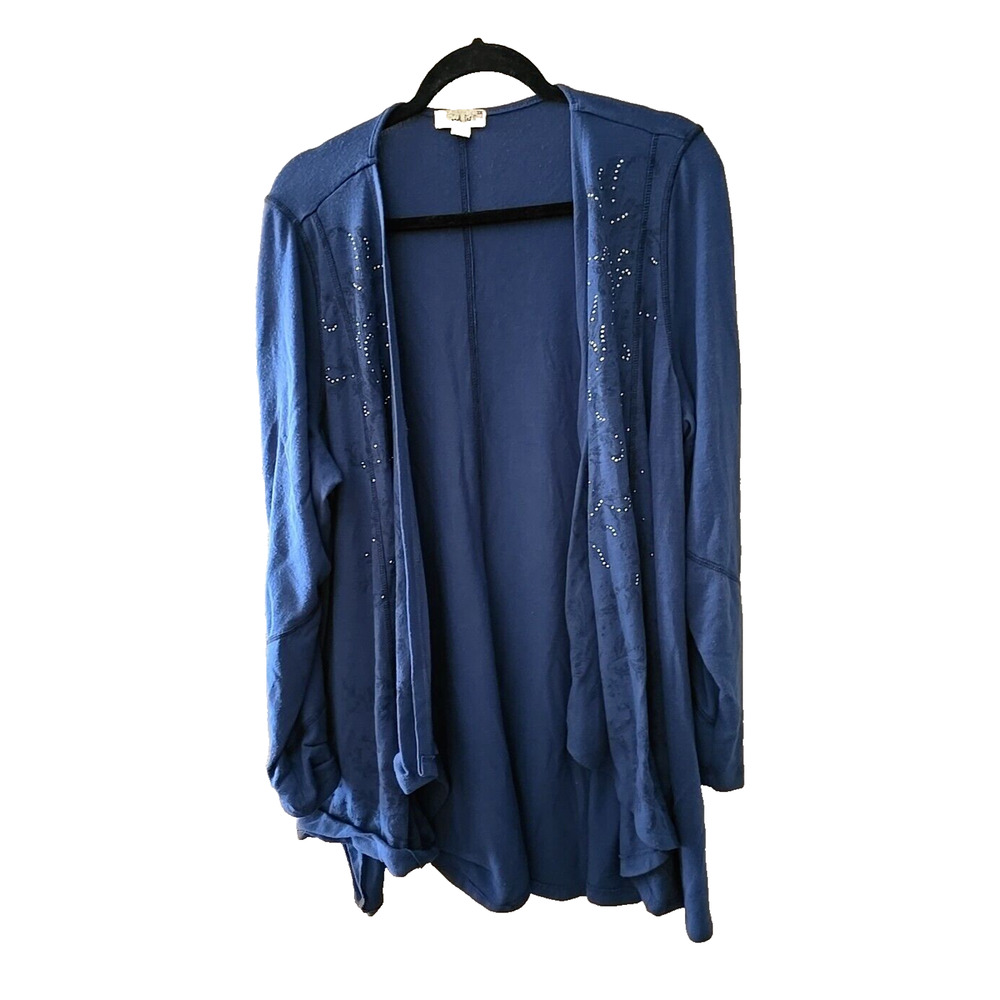 Live and Let Live Blue Open Front Rhinestone Cardigan Sweater Womans‎ Size 3X